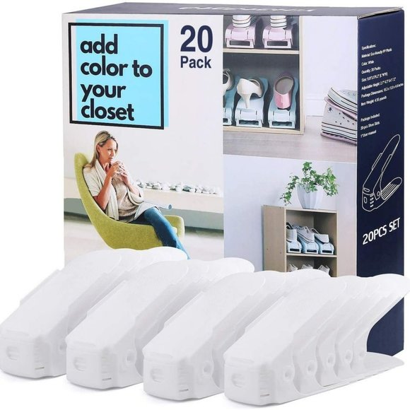 YIHATA Shoe Slots Organizer (20 pk, white) - Picture 2 of 3